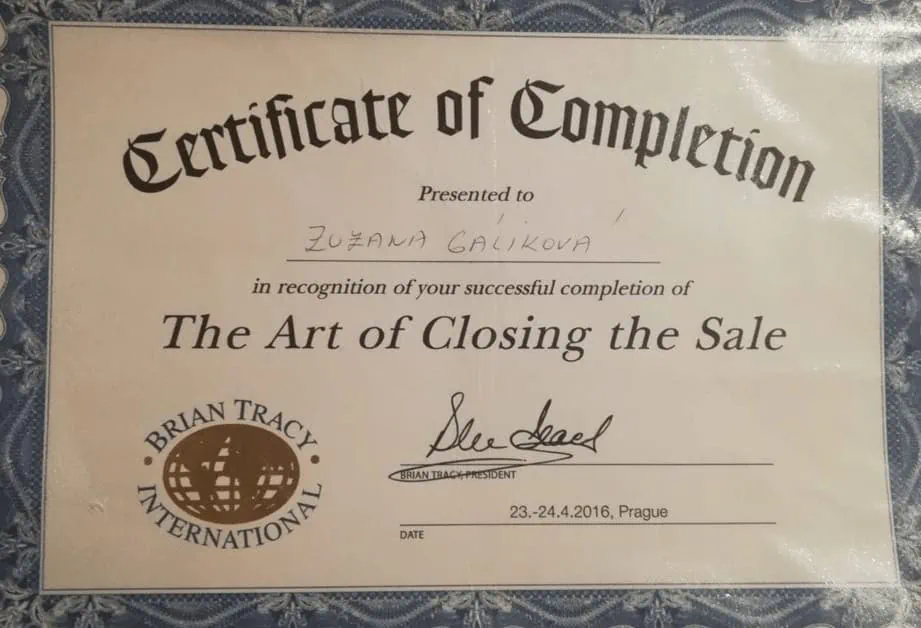 Zuzana Gáliková Certifikát2